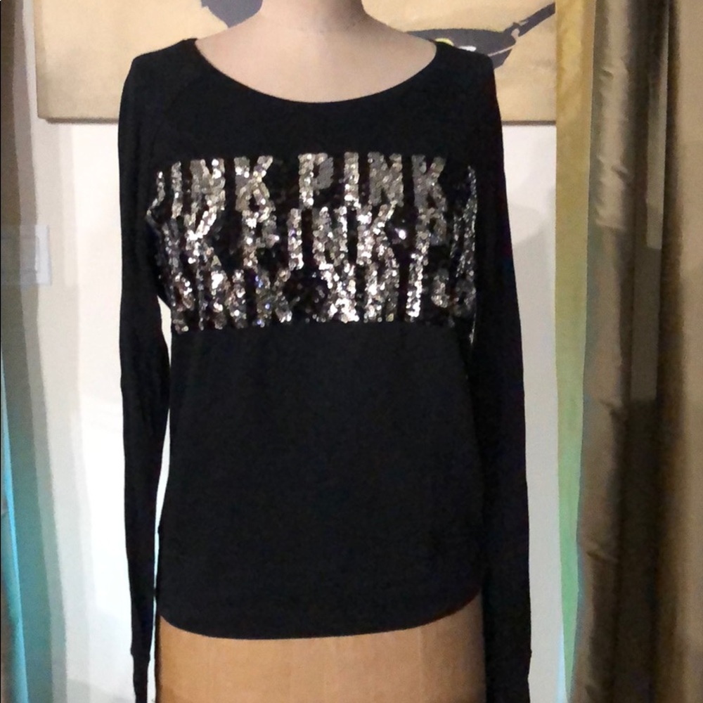 Victoria’s Secret Pink black sequin sweatshirt